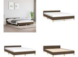 Vidaxl Struttura Letto Con Testiera In Tessuto Marrone Scuro 140X190 Cm - Struttura Letto Con Testiera - Struttura Letto Con Testiera - Struttura Letto - Letto Con Testiera