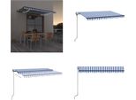 Vidaxl Tenda Da Sole Automatica Con Sensore Di Vento A Led 450X300Cm Blu E Bianco - Tenda Da Sole - Tende Da Sole - Cappottina Solare - Cappottine Solari