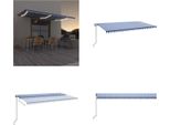 Vidaxl Tenda Da Sole Automatica Con Led E Sensore Di Vento 600X300 Blu E Bianco - Tenda Da Sole - Tende Da Sole - Cappottina Solare - Cappottine Solari