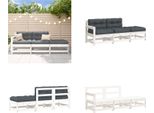 Vidaxl Set Salotto Da Giardino 3 Pezzi Con Cuscini In Legno Massiccio Bianco - Set Salotto Da Giardino - Set Salotto Da Giardino - Set Salotto Da Esterno