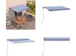 Vidaxl Tenda Da Sole A Scomparsa Automatica 400X350 Cm Blu E Bianca - Tenda Da Sole - Tenda Da Sole - Tettoia Solare - Tettoie Solari