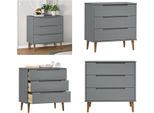 Vidaxl Cassettiera Molde Grey 80X40X80 Cm In Pino Massiccio - Cassettiera - Cassettiere - Cassettiera - Cassettiera - Cassettone