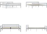 Vidaxl Struttura Letto In Metallo Grigio E Bianco 180 × 200 Cm - Struttura Letto - Cornici Letto - Struttura Letto - Letto Matrimoniale