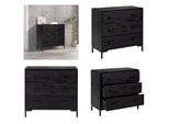 Vidaxl Cassettiera Nera 75X35X70 Cm In Legno Di Pino Massiccio - Cassettiera - Cassettone - Credenza - Cassettiera