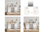Vidaxl Set Tavolo Da Toilette Con Led In Pino Massiccio Bianco - Set Tavolo Da Toilette - Set Tavolo Da Toilette - Tavolo Da Toilette - Tavolo Da Toilette