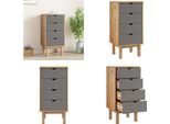 Vidaxl Cassettiera Otta Brown&Grey 46X39,5X90 Cm In Legno Massiccio - Cassettiera - Cassettiere - Cassettiera - Cassettiera - Cassettone