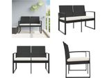 Vidaxl Panca Da Giardino A 2 Posti Con Cuscini In Pp Rattan Nero - Panca Da Giardino - Panca Da Giardino - Panca Da Esterno