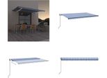 Vidaxl Tenda Da Sole Automatica Con Led E Sensore Vento 500X300 Blu E Bianco - Tenda Da Sole - Tende Da Sole - Tettoie Da Sole - Tettoie Da Sole
