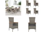 Vidaxl Sedie Da Giardino Con Cuscino 4 Pz. Poly Rattan Grigio - Sedia Da Giardino - Sedie Da Giardino - Mobili Da Giardino - Mobili Da Esterno