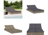 Vidaxl Lettino Da Sole Per 2 Persone Con Cuscino In Polirattan Grigio - Lettino Da Sole - Lettino Da Sole - Lettino Da Giorno