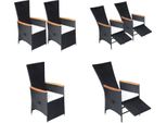 Vidaxl Sdraio Da Giardino 2 Pezzi Con Cuscini In Poly Rattan Nero - Sedia Da Giardino - Sedie Da Giardino - Sedia Da Esterno - Sedie Da Esterno