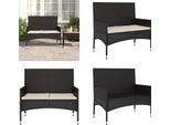 Vidaxl Panca Da Giardino A 2 Posti Con Cuscini In Poly Rattan Nero - Panca Da Giardino - Panche Da Giardino - Panca - Panca Da Esterno