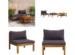 Vidaxl Set Salotto Da Giardino 3 Pezzi Con Cuscini Grigio Scuro In Legno D'acacia - Set Salotto Da Giardino - Set Salotto Da Giardino - Set Salotto Di Legno - Set Salotto Di Legno