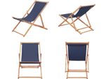 Vidaxl Sedia Da Spiaggia Pieghevole In Tessuto E Struttura In Legno Blu - Sedia Da Spiaggia - Sedia Da Campeggio - Sedie Da Campeggio