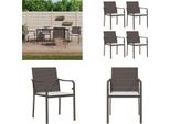 Vidaxl Sedie Da Giardino Con Cuscino 4 Pz. Marrone 56X59X84 Cm Poly Rattan - Sedia Da Giardino - Sedie Da Giardino - Sedia Da Patio - Sedia Da Esterno
