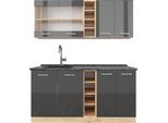 Vicco Cucina Completa R-Line, 160 Cm , Pt Antracite, Antracite Lucido/Oro Power Oak
