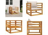 Vidaxl Poltrona Da Giardino Con Cuscino Grigio Chiaro In Legno Massiccio Di Acacia - Poltrona Da Giardino - Sedia Da Giardino - Mobili Da Giardino - Mobili Da Esterno
