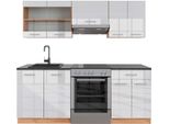 Vicco Cucina Componibile R-Line, 200 Cm , Pt Antracite, Bianco Lucido/Oro Power Oak