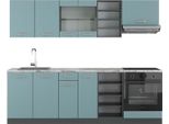 Vicco Cucina Componibile R-Line, 240 Cm , Pt Marmo, Blu-Grigio/Antracite