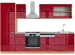 Vicco Cucina Componibile R-Line, 300 Cm , Pl Marmo, Rosso Lucido/Rovere Dorato/Quercia Dorata