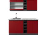 Vicco Cucina Completa R-Line, 160 Cm , Pt Marmo, Rosso/Antracite
