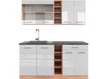 Vicco Cucina Completa R-Line, 160 Cm , Pt Antracite, Bianco Lucido/Oro Power Oak