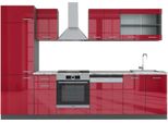 Vicco Cucina Componibile R-Line, 300 Cm , Pl Marmo, Rosso Lucido/Antracite/Antracite