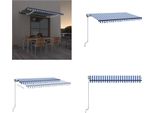Vidaxl Tenda Da Sole Automatica Con Led E Sensore Vento 450X350 Blu E Bianco - Tenda Da Sole - Tende Da Sole - Tettoie Da Sole - Tettoie Da Sole
