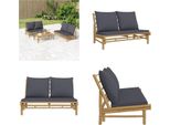 Vidaxl Panca Da Giardino Con Cuscini Grigio Scuro In Bambù - Panca Da Giardino - Panche Da Giardino - Panca Da Giardino - Panca Da Esterno