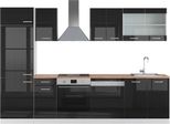 Vicco Cucina Componibile R-Line, 300 Cm , Pt Rovere, Nero Lucido/Bianco