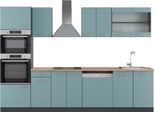 Vicco Cucina Componibile R-Line, 300 Cm Con Armadio Alto, Pt Rovere, Blu-Grigio/Antracite