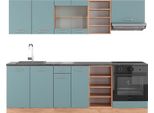 Vicco Cucina Componibile R-Line, 240 Cm , Pt Antracite, Rovere Blu-Grigio/Oro