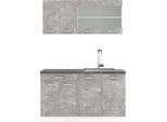 Vicco Cucina Monoblocco R-Line, 140 Cm , Pt Antracite, Cemento/Bianco