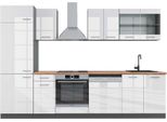 Vicco Cucina Componibile R-Line, 300 Cm , Pt Rovere, Bianco Lucido/Antracite