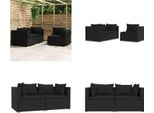 Vidaxl Set Salotto Da Giardino 3 Pezzi Con Cuscini In Poly Rattan Nero - Set Salotto Da Giardino - Set Salotto Da Giardino - Divano E Tavolo - Set Salotto Da Patio