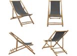 Vidaxl Sedia A Sdraio In Bambù E Tela Grigio Scuro - Sedia Da Spiaggia - Sedie Da Spiaggia - Sedia Da Giardino - Sedie Da Giardino