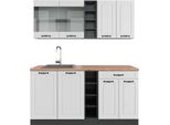 Vicco Cucina Completa R-Line, 160 Cm , Pt Rovere, Bianco Casa Di Campagna/Antracite
