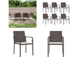 Vidaxl Sedie Da Giardino Con Cuscino 6 Pz. Marrone 56X59X84 Cm Poly Rattan - Sedia Da Giardino - Sedie Da Giardino - Sedia Da Patio - Sedia Da Esterno