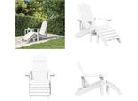Vidaxl Sedia Da Giardino Adirondack Con Poggiapiedi Hdpe Bianco - Sedia Da Giardino - Sedie Da Giardino - Sedia Da Esterno - Poltrona Da Giardino