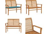Vidaxl Panca Da Giardino Con Cuscino Blu 112 Cm In Legno Massiccio Di Teak - Panca Da Giardino - Panca Da Giardino - Panca Da Patio - Panche Da Patio
