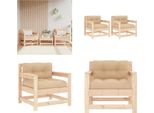 Vidaxl Sedie Da Giardino Con Cuscino 2 Pz. Legno Di Pino Massiccio - Sedia Da Giardino - Sedie Da Giardino - Sedia Da Esterno - Sedia Da Patio