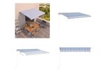 Vidaxl Tenda Da Sole A Scomparsa Automatica 450X350 Cm Blu E Bianca - Tenda Da Sole - Tenda Da Sole - Tettoia Solare - Tettoie Solari