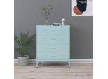 The Living Store Cassettiera Verde Menta 80X35X101,5 Cm In Acciaio