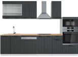 Vicco Cucina Componibile Fame-Line, 300 Cm Con Armadio Alto, Pt Rovere, Antracite Casa Di Campagna/Bianco