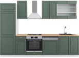 Vicco Cucina Componibile Fame-Line, 300 Cm , Pt Rovere, Verde-Oro Country House/Bianco