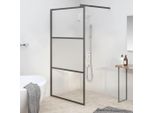 The Living Store Schermo Doccia Per Cabina Doccia 100X195Cm Esg Nero Semi-Opaco