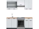 Vicco Cucina Componibile Fame-Line, 200 Cm , Pt Rovere, Bianco Casa Di Campagna/Antracite