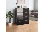 The Living Store Credenza Nera Lucida 60X35X80 Cm Materiale A Base Di Legno