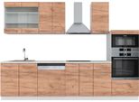 Vicco Cucina Componibile Fame-Line, 300 Cm Con Armadio Alto, Pt Marmo, Quercia Dorata/Bianco