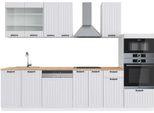 Vicco Cucina Componibile Fame-Line, 300 Cm Con Armadio Alto, Pt Rovere, Casa Di Campagna Bianca/Bianco